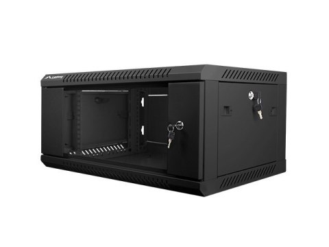 Lanberg Szafa jednosekcyjna Lanberg WF01-6404-10B (4U; 280mm / 600mm / 450 mm; wisząca; Szklane; 19''; kolor czarny)