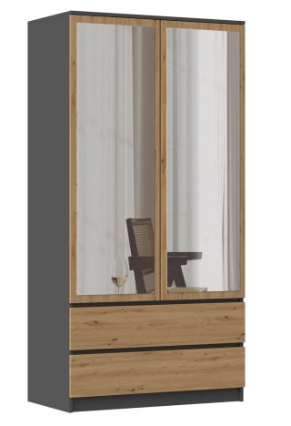 TOP E SHOP Szafa SS-90 LUSTRO 90x50xH180 antracyt/artisan