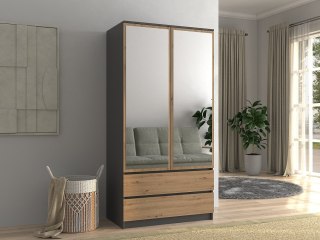 TOP E SHOP Szafa SS-90 LUSTRO 90x50xH180 antracyt/artisan