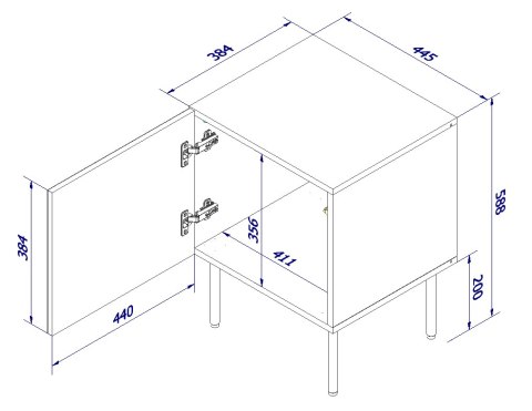 Cama MEBLE Szafka nocna 2szt. PALAZZO 44,5x40x59 czarny + dąb craft