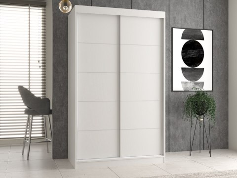 TOP E SHOP Szafa z drzwiami przesuwnymi i ozdobnymi szprosami IGA 120x61xH200 biel TOP E SHOP Szafa z drzwiami przesuwnymi i ozdobnymi szprosami IGA 120x61xH200 biel