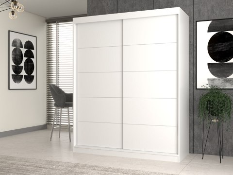 TOP E SHOP Szafa z drzwiami przesuwnymi i ozdobnymi szprosami IGA 160x61xH200 biel TOP E SHOP Szafa z drzwiami przesuwnymi i ozdobnymi szprosami IGA 160x61xH200 biel