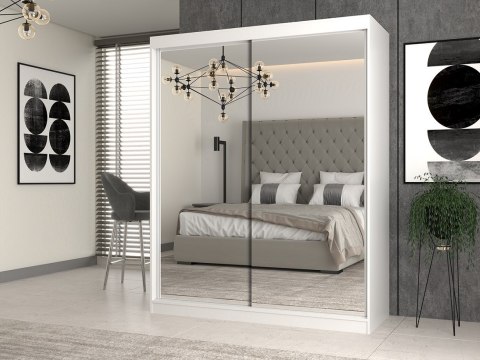 TOP E SHOP Szafa z drzwiami przesuwnymi z 2 lustrami IGA 160x61xH200 biel TOP E SHOP Szafa z drzwiami przesuwnymi z 2 lustrami IGA 160x61xH200 biel
