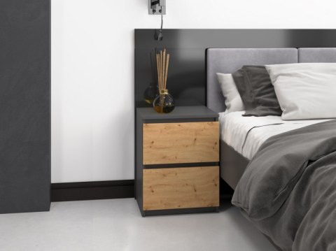 TOP E SHOP Szafka nocna W2 40x40xH52 antracyt/artisan TOP E SHOP Szafka nocna W2 40x40xH52 antracyt/artisan