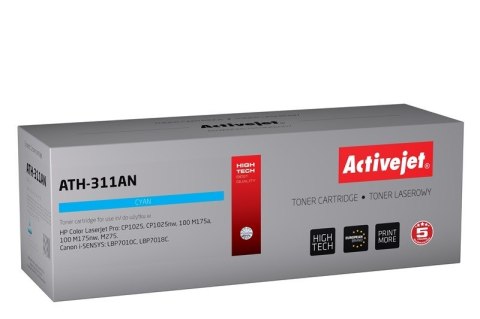Activejet Activejet ATH-311AN Toner (zamiennik Canon, HP 126A CRG-729C, CE311A; Premium; 1000 stron; niebieski) Activejet Activejet ATH-311AN Toner (zamiennik Canon, HP 126A CRG-729C, CE311A; Premium; 1000 stron; niebieski)