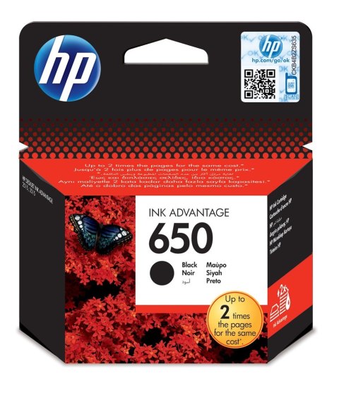 Hewlett-Packard Tusz HP czarny HP 650, HP650=CZ101AE, 360 str.,6.5 ml Hewlett-Packard Tusz HP czarny HP 650, HP650=CZ101AE, 360 str.,6.5 ml