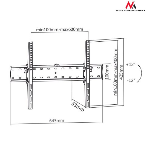 Maclean Uchwyt ścienny do telewizora Maclean MC-668 (ścienne, Uchylny; 37" - 70"; max. 40kg)
