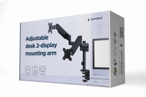 GEMBIRD GEMBIRD BIURKOWE REGULOWANE RAMIĘ/UCHWYT NA 2 MONITORY 17-32, 100X100MM, DO 9 KG