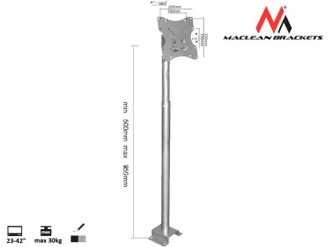 Maclean Uchwyt ścienny do telewizora Maclean MC-504S (Obrotowy, sufitowy, Uchylny - 42"; max. 30kg)