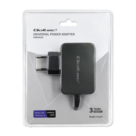 Qoltec QOLTEC ZASILACZ SIECIOWY UNIWERSALNY 45W | 8 WTYCZEK