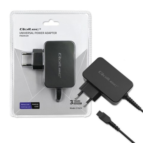 Qoltec QOLTEC ZASILACZ SIECIOWY UNIWERSALNY 45W | 8 WTYCZEK