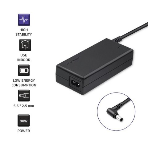 Qoltec Zasilacz Qoltec 50071.90W do notebooka Asus (19 V; 4,74 A; 90W; 5.5 mm x 2.5 mm)