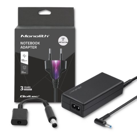 Qoltec Zasilacz sieciowy Qoltec 51728 do notebooka HP (19 V; 3,33 A; 65W; 4.5 mm x 3 mm) Qoltec Zasilacz sieciowy Qoltec 51728 do notebooka HP (19 V; 3,33 A; 65W; 4.5 mm x 3 mm)