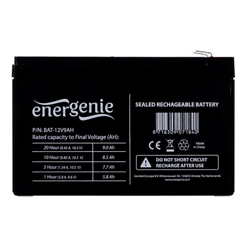 GEMBIRD Akumulator uniwersalny GEMBIRD BAT-12V9AH (12V DC; 9000mAh) GEMBIRD Akumulator uniwersalny GEMBIRD BAT-12V9AH (12V DC; 9000mAh)