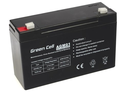 Green Cell GREEN CELL AKUMULATOR ŻELOWY AGM01 6V 12AH Green Cell GREEN CELL AKUMULATOR ŻELOWY AGM01 6V 12AH