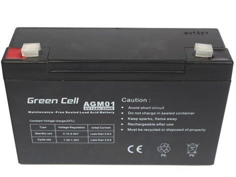 Green Cell GREEN CELL AKUMULATOR ŻELOWY AGM01 6V 12AH Green Cell GREEN CELL AKUMULATOR ŻELOWY AGM01 6V 12AH