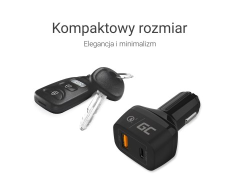 Green Cell GREEN CELL ŁADOWARKA SAMOCHODOWA USB-C 30W PD + USB