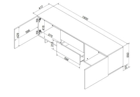 Cama MEBLE Szafka RTV 2D2S ALMA 180x41,5xH55 kaszmir