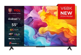 TCL Telewizor TCL 55V6B LED 55'' 4K Ultra HD Google TV Dolby Audio DVB-T2 Czarny