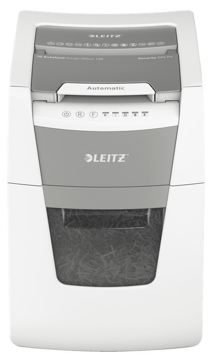 LEITZ Leitz Niszczarka IQ AutoFeed 100, P4, 100 kartek, 34 l kosz LEITZ Leitz Niszczarka IQ AutoFeed 100, P4, 100 kartek, 34 l kosz