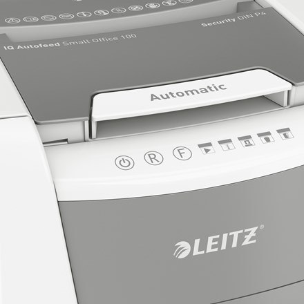 LEITZ Leitz Niszczarka IQ AutoFeed 100, P4, 100 kartek, 34 l kosz LEITZ Leitz Niszczarka IQ AutoFeed 100, P4, 100 kartek, 34 l kosz
