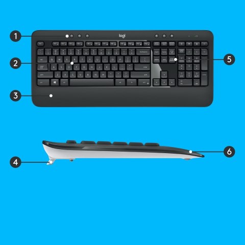 Logitech Zestaw klawiatura + mysz membranowa Logitech MK540 920-008685 (USB; kolor czarny; optyczna; 1000 DPI)