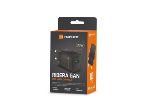 NATEC NATEC ŁADOWARKA RIBERA GAN 1X USB-A + 1X USB-C 30W CZARNA NUC-2141 NATEC NATEC ŁADOWARKA RIBERA GAN 1X USB-A + 1X USB-C 30W CZARNA NUC-2141