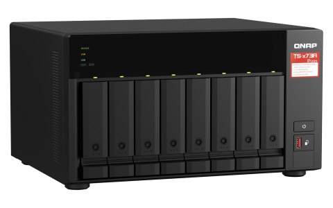 QNAP Qnap TS-873A-8G, Tower, 8 x 2.5"/3.5" SATA, AMD Ryzen V1500B 4C/8T, 8GB DDR4 (max. 64GB), 2 x 2.5GbE, optional 10GbE, Single PSU