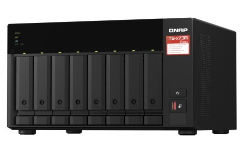 QNAP Qnap TS-873A-8G, Tower, 8 x 2.5"/3.5" SATA, AMD Ryzen V1500B 4C/8T, 8GB DDR4 (max. 64GB), 2 x 2.5GbE, optional 10GbE, Single PSU