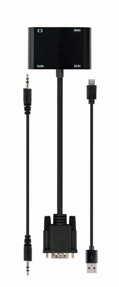 GEMBIRD GEMBIRD KONWERTER SYGNAŁU VGA DO HDMI + VGA 0,15M, CZARNY