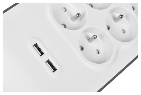 Belkin Listwa zasilająca Belkin Power Surge 6-PORT + 2xUSB-A 2.4A 650J 2m Grey/White Belkin Listwa zasilająca Belkin Power Surge 6-PORT + 2xUSB-A 2.4A 650J 2m Grey/White