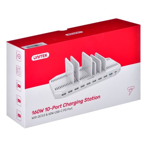 UNITEK UNITEK STACJA ŁADUJĄCA 10X USB, 160W, Y-2190