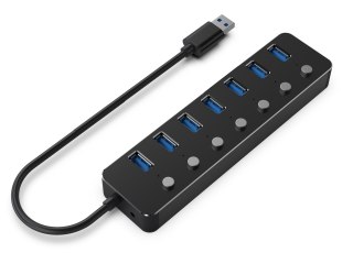 GEMBIRD GEMBIRD HUB USB 3.1 (GEN 1) 7-PORTOWY Z PRZEŁĄCZNIKAMI, CZARNY