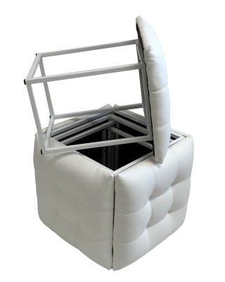 Go Gift Puf-transformator 5w1 - 5 taboretów w 1 pufie biała eco skóra