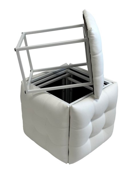 Go Gift Puf-transformator 5w1 - 5 taboretów w 1 pufie biała eco skóra