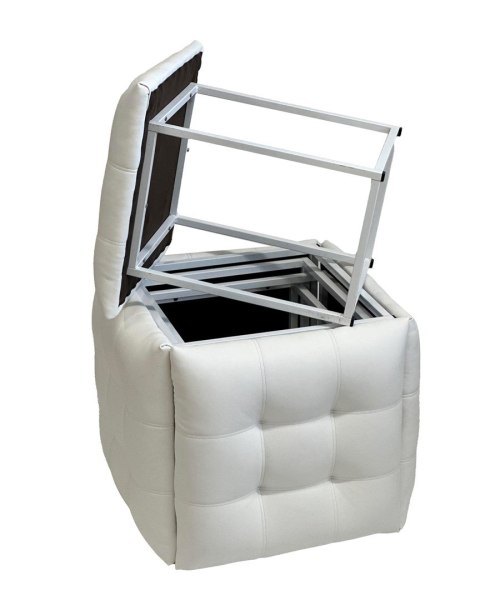 Go Gift Puf-transformator 5w1 - 5 taboretów w 1 pufie biała eco skóra