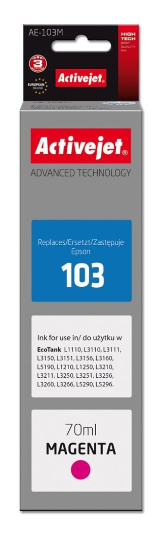 Activejet Activejet AE-103M Tusz (zamiennik Epson 103 C13T00S34A; Supreme; 70 ml; czerwony)