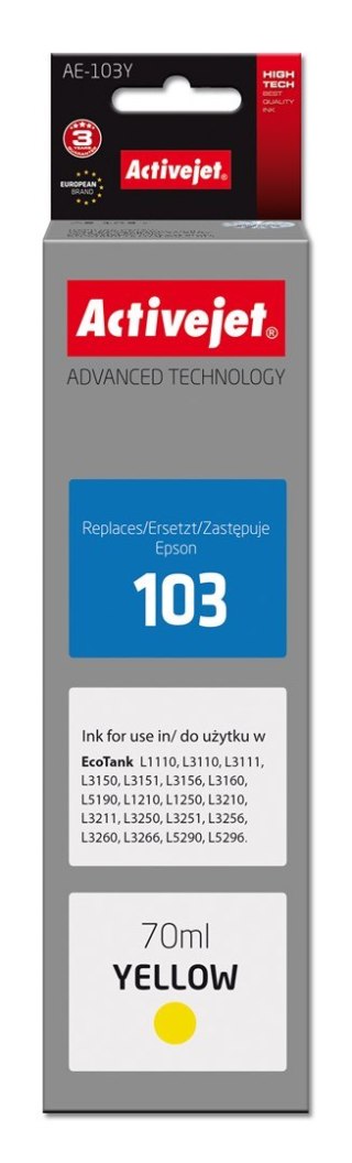 Activejet Activejet AE-103Y Tusz (zamiennik Epson 103 C13T00S44A; Supreme; 70 ml; żółty)