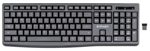 Activejet Activejet K-3803SW Klawiatura bezprzewodowa zasilanie baterią 1x 1,5V AAA czarna