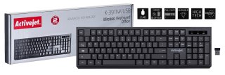 Activejet Activejet K-3911W Klawiatura bezprzewodowa, zasilanie baterią 1x 1,5V AAA, czarna