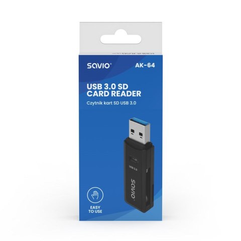 SAVIO SAVIO CZYTNIK KART SD, USB 3.0 AK-64 SAVIO SAVIO CZYTNIK KART SD, USB 3.0 AK-64