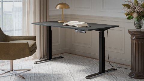 Cama MEBLE Biurko z elektryczną regulacją wysokości MOON LONG 150x80x72-120 czarny/antracyt