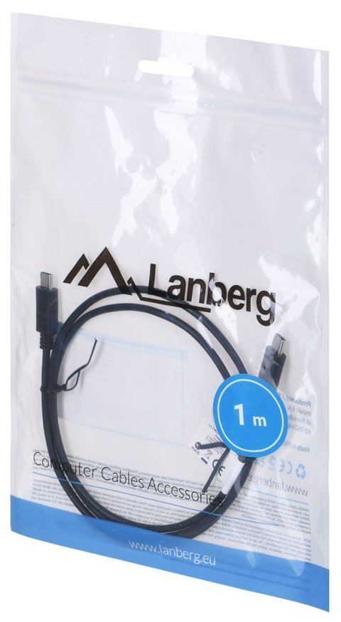 Lanberg Kabel Lanberg CA-CMCM-10CU-0010-BK (USB typu C - USB typu C ; 1m; kolor czarny)
