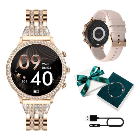 Manta Multimedia Sp. z o.o. Smartwatch damski Manta Diamond Lusso złoty + bransoletka YES