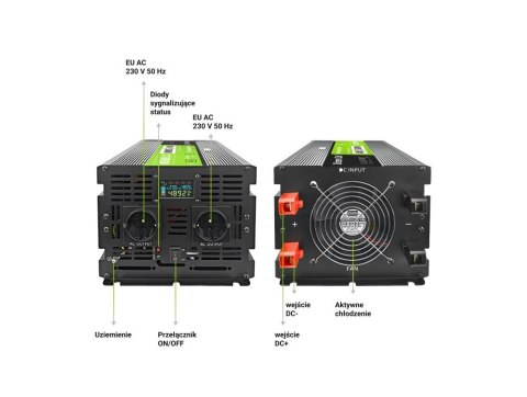 Green Cell GREEN CELL PRZETWORNICA LCD 48V/230V 5000W/10000W CZYSTY SINUS INVGC48P5000LCD