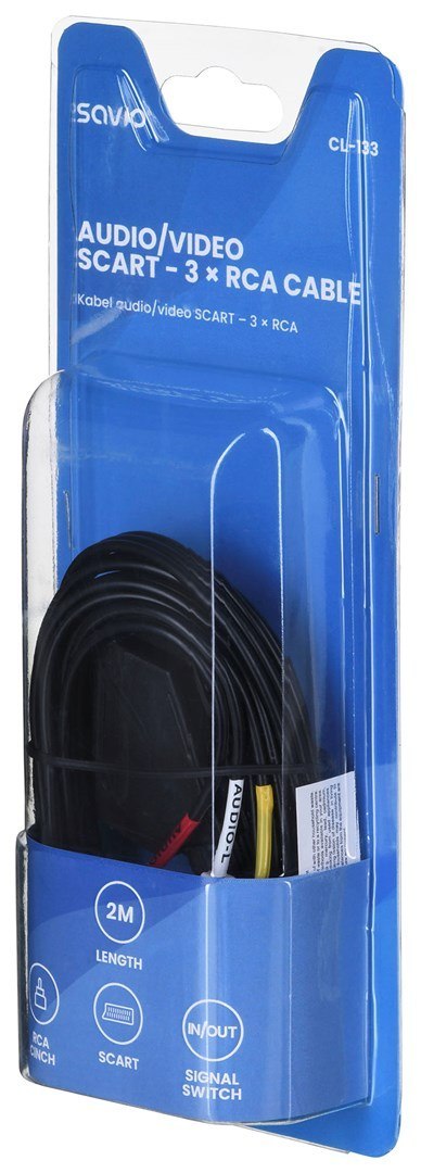 SAVIO Kabel męski SAVIO CL-133 (SCART M - RCA x 3 M; 2m; kolor czarny) SAVIO Kabel męski SAVIO CL-133 (SCART M - RCA x 3 M; 2m; kolor czarny)