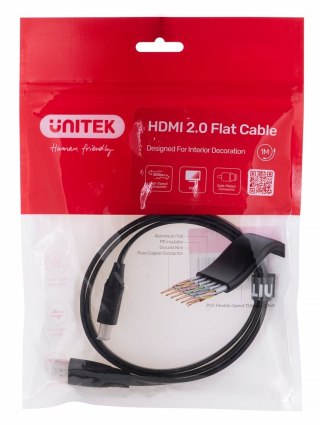 UNITEK UNITEK KABEL HDMI 2.0 4K60HZ, PŁASKI, 1M, C11063BK