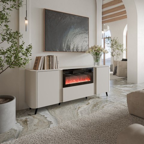 Cama MEBLE Komoda VOLARE 200x39x75 kaszmir + kominek