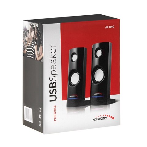 AUDIOCORE Zestaw głośników komputerowe AUDIOCORE AC860 (2.0; kolor czarny) AUDIOCORE Zestaw głośników komputerowe AUDIOCORE AC860 (2.0; kolor czarny)