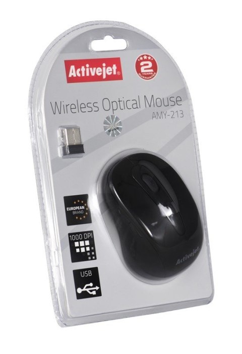Activejet Activejet AMY-213 Mysz bezprzewodowa USB (optyczna; 1600 DPI; kolor czarny) Activejet Activejet AMY-213 Mysz bezprzewodowa USB (optyczna; 1600 DPI; kolor czarny)